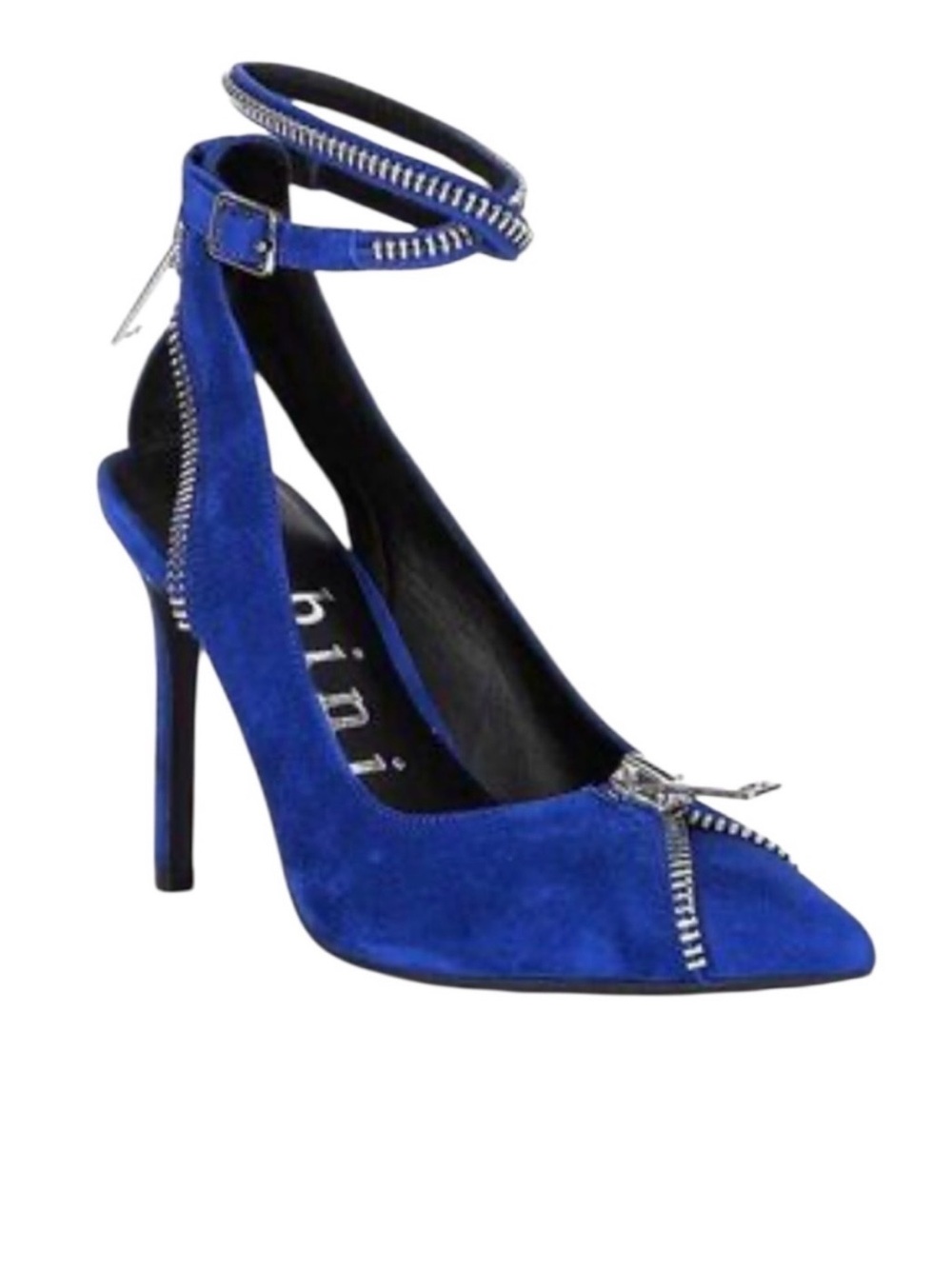 Gianni Bini Cobalt Blue Suede Pointed-Toe Stiletto with Zipper Trim